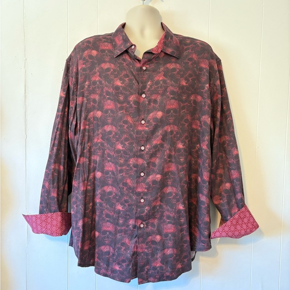Robert Graham skull long sleeve button down shirt size 2 XL - Picture 1 of 8